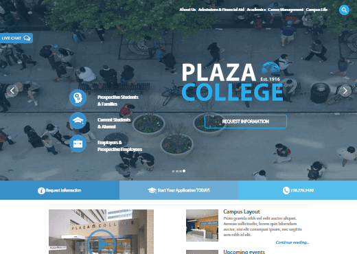 Plaza College Website Design