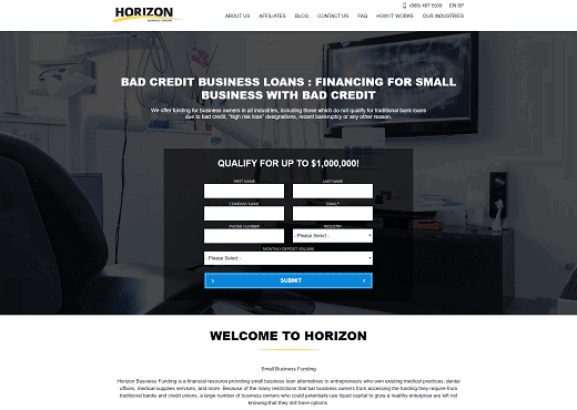 Horizon Business Funding - Website design and developed by Lumina